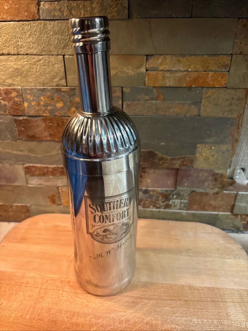 Southern Comfort Metal Cocktail Bottle Shaped Shaker  M.W. Heron's Vintage